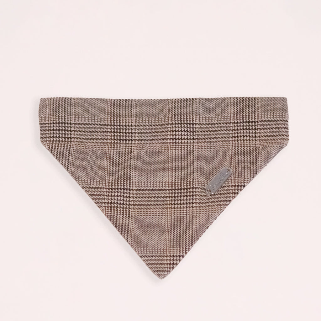 Brown Leather Collar with Bandana for Large pet - The Chestnut Grove Beige