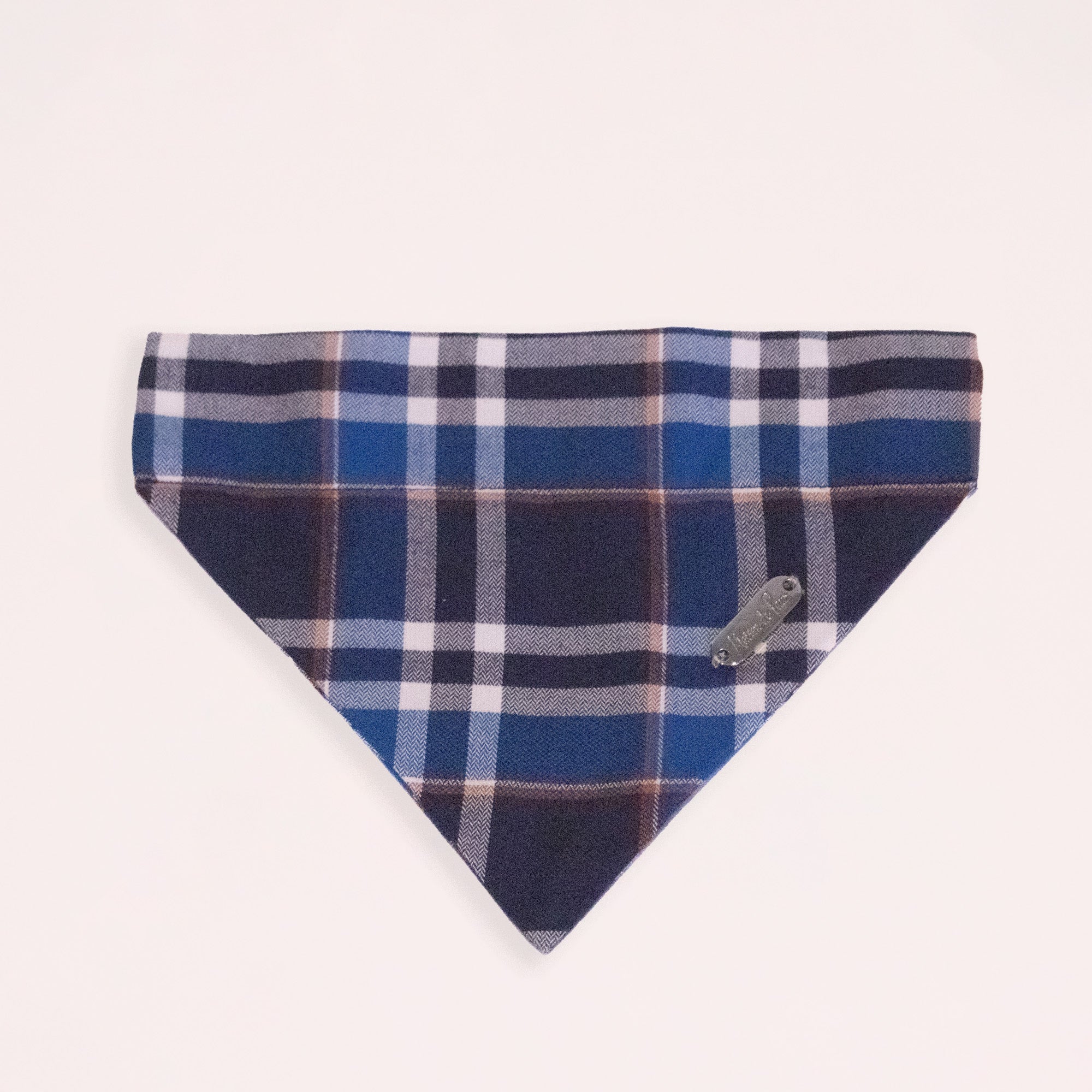 Brown Leather Collar with Bandana for Large Pet - - The Open Sea Blue