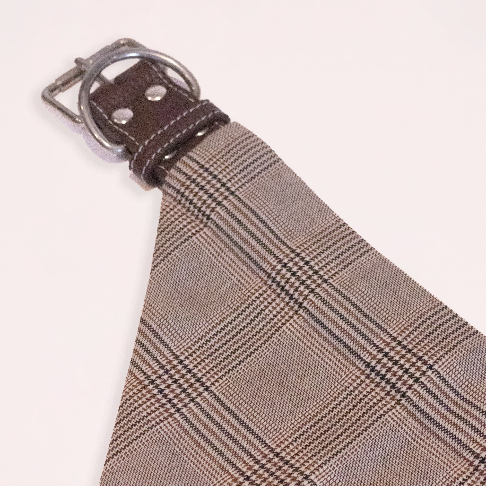 Brown Leather Collar with Bandana for Large pet - The Chestnut Grove Beige