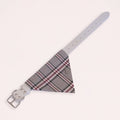 Grey Leather Collar with Bandana for Large pet - The Autumn Tea Black