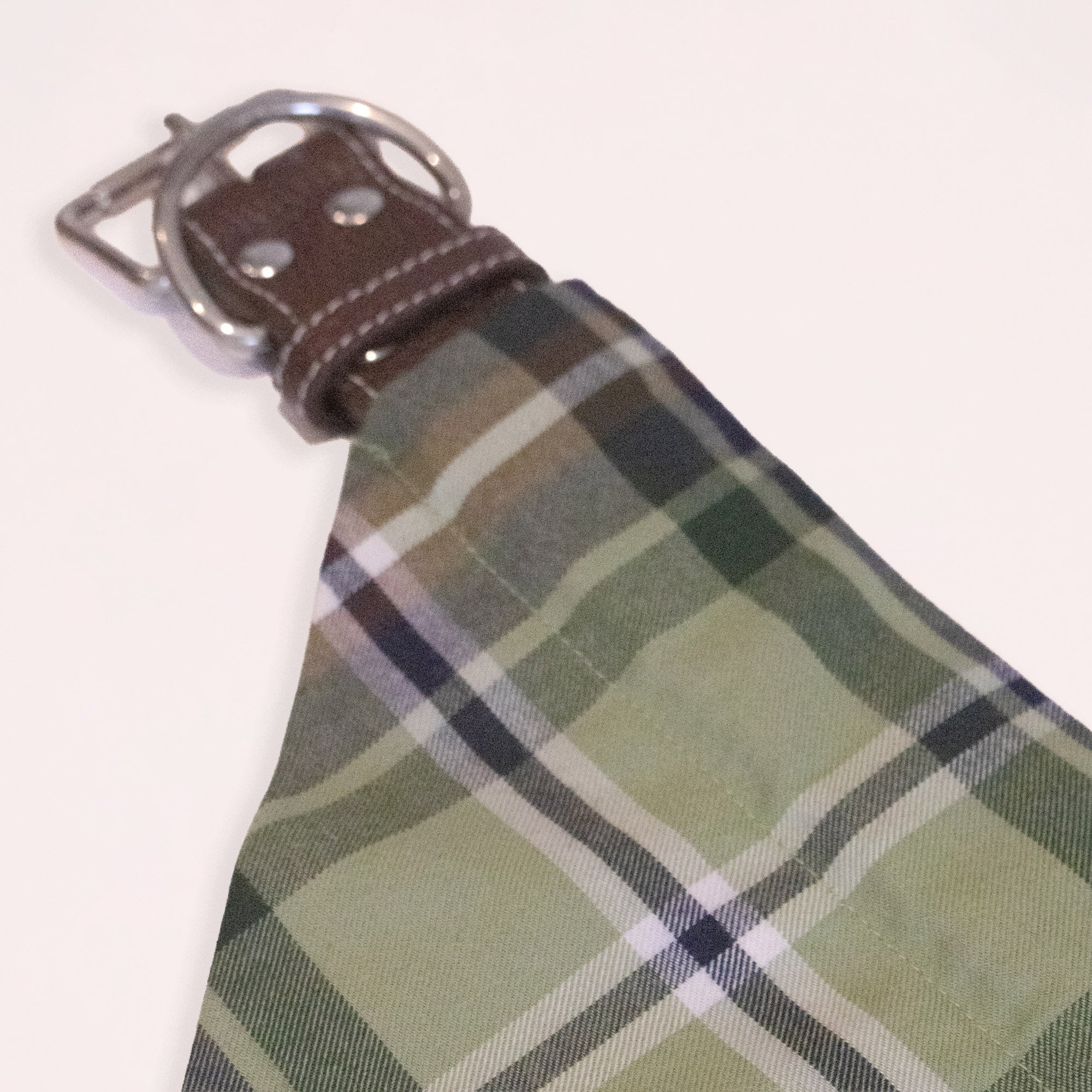 Brown Leather Collar with Bandana for Large Pet - Moss Beneath the Pines Green