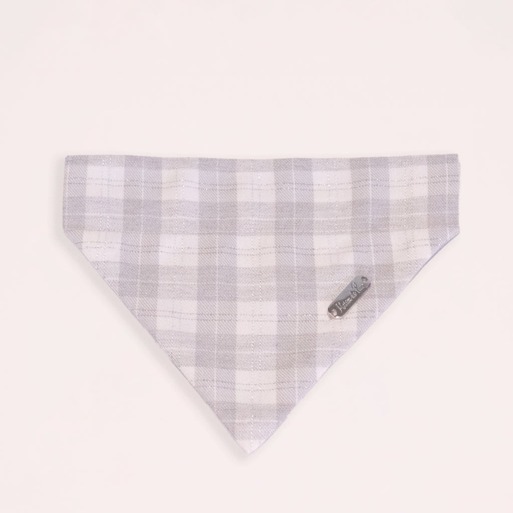 Grey Leather Collar with Bandana for Large pet - The Morning Mist Grey