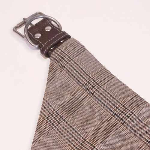 Brown Leather Collar with Bandana for Large pet - The Chestnut Grove Beige