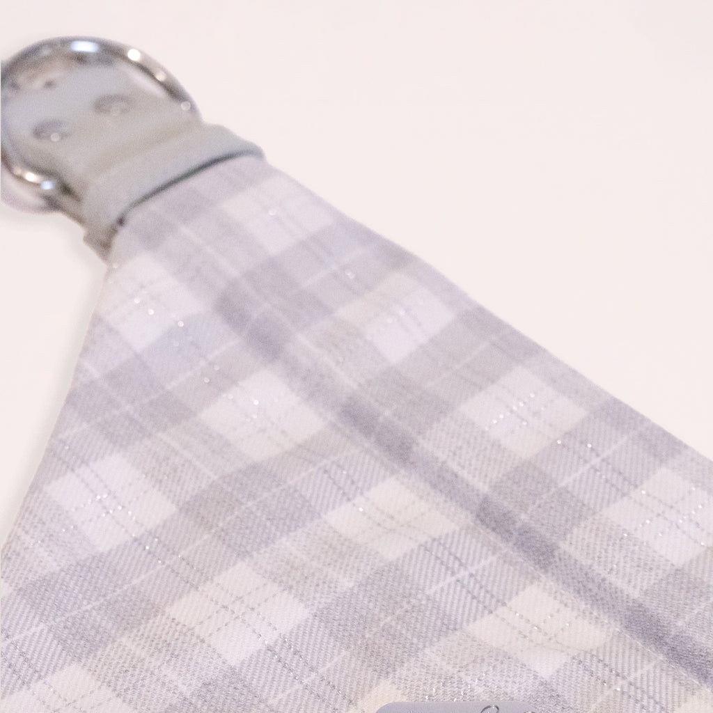 Grey Leather Collar with Bandana for Large pet - The Morning Mist Grey