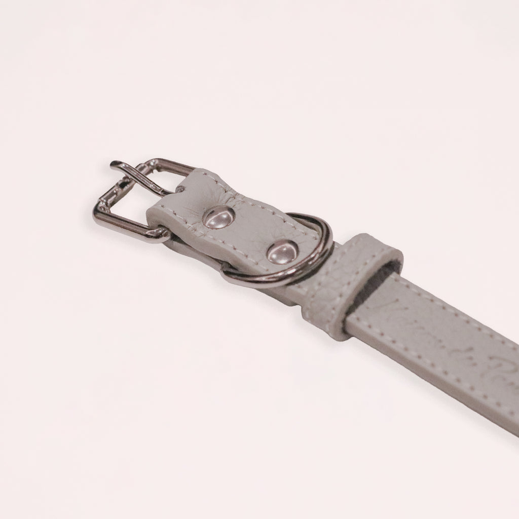Grey Leather Collar for Medium pet