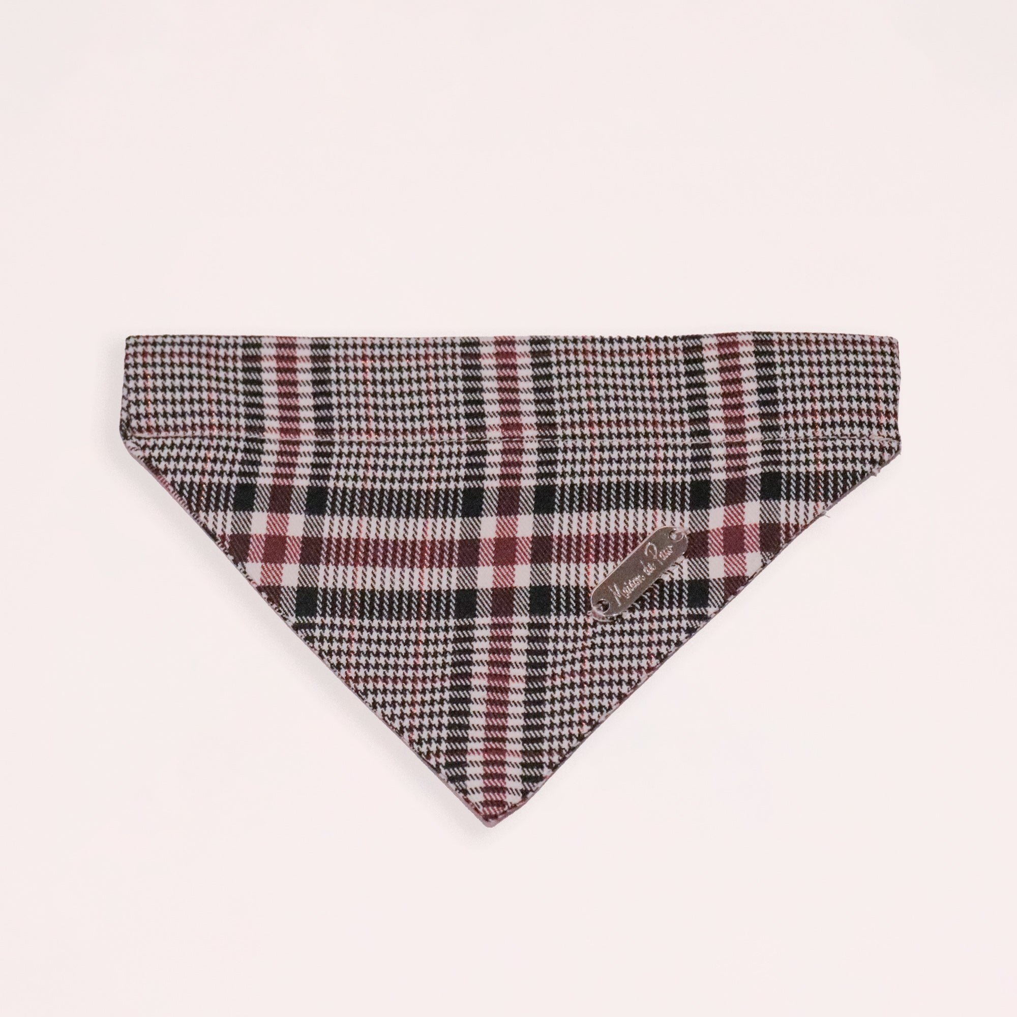 Grey Leather Collar with Bandana for Medium size pet - The Autumn Tea Black