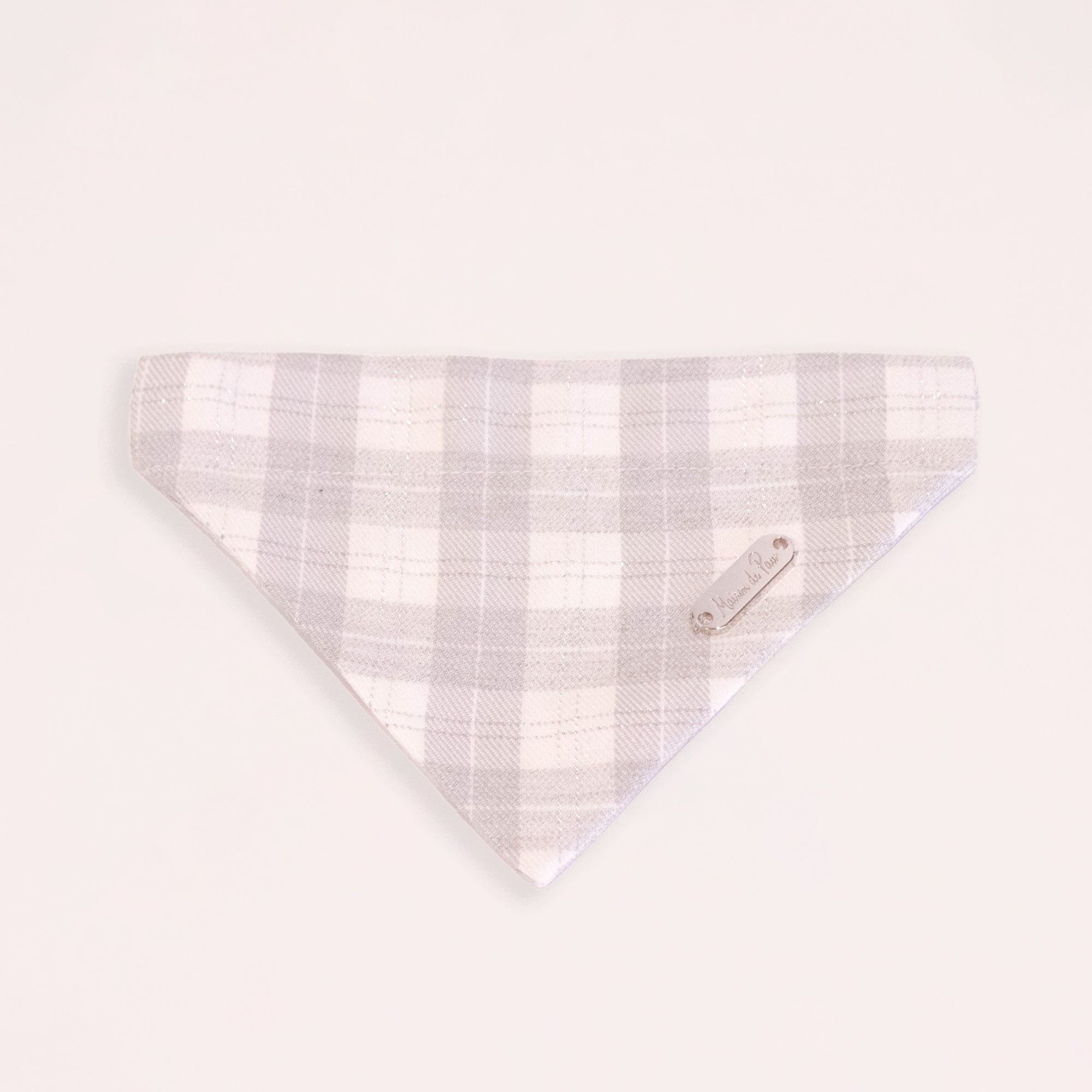 Grey Leather Collar with Bandana for Medium size pet - The Morning Mist Grey