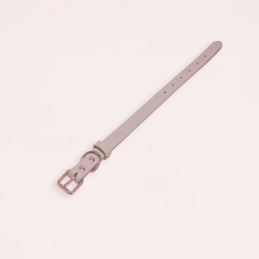 Grey Leather Collar with Bandana for Medium size pet - The Morning Mist Grey