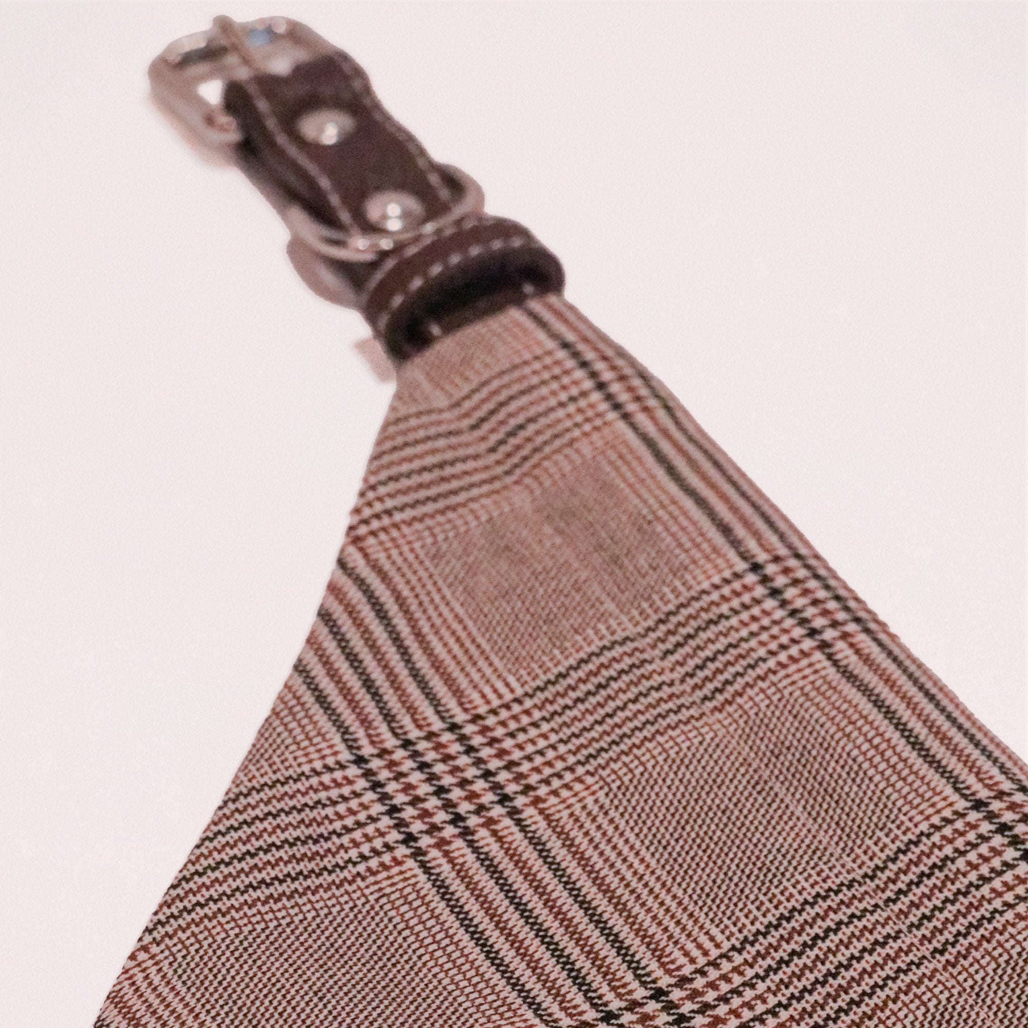 Brown Leather Collar with Bandana for Medium pet - The Chestnut Grove Beige