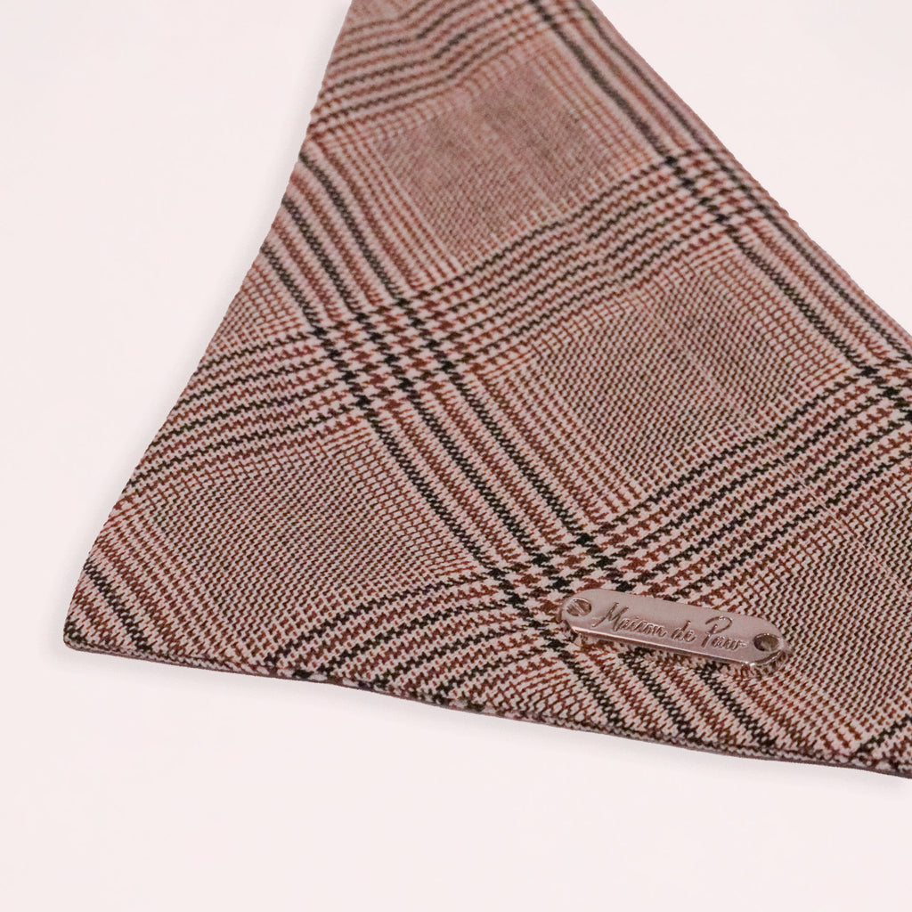 Brown Leather Collar with Bandana for Medium pet - The Chestnut Grove Beige