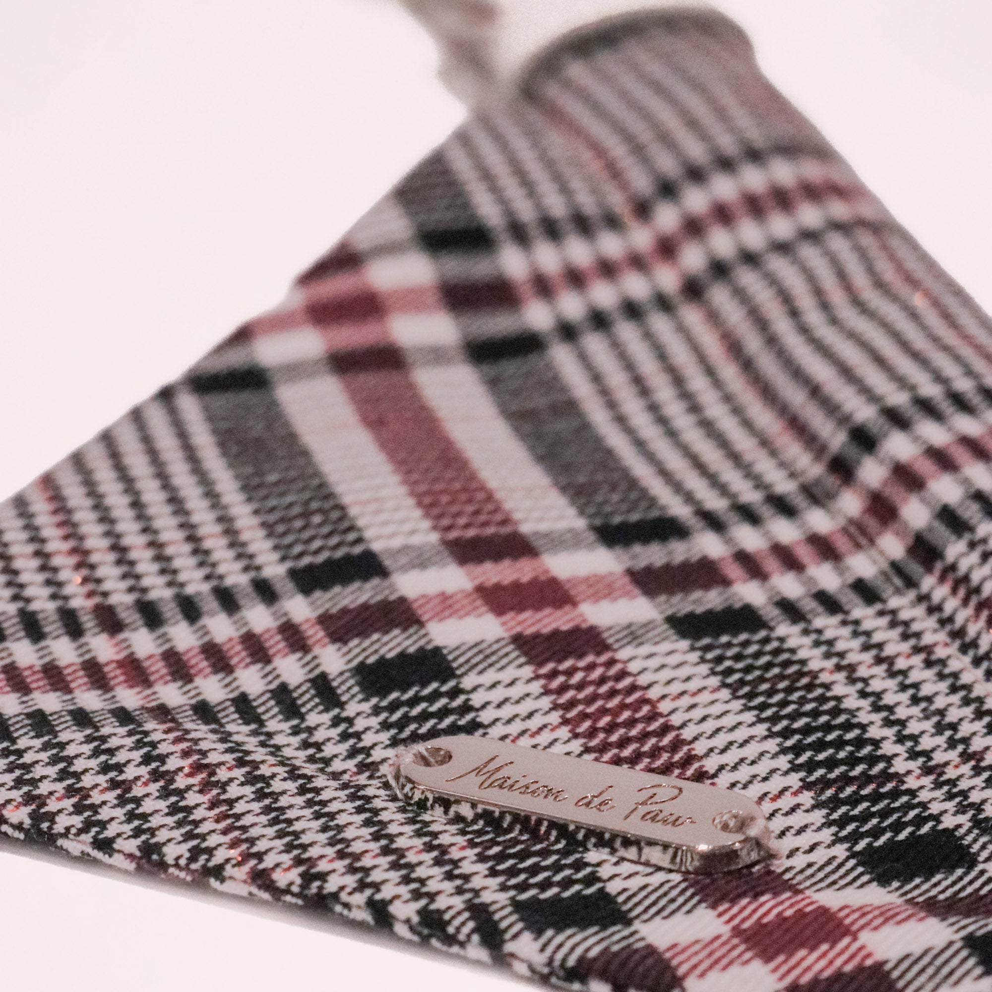 Grey Leather Collar with Bandana for Medium size pet - The Autumn Tea Black
