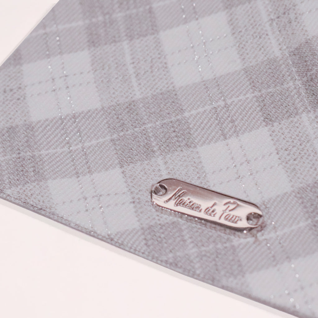Grey Leather Collar with Bandana for Medium size pet - The Morning Mist Grey