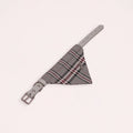 Grey Leather Collar with Bandana for Medium size pet - The Autumn Tea Black